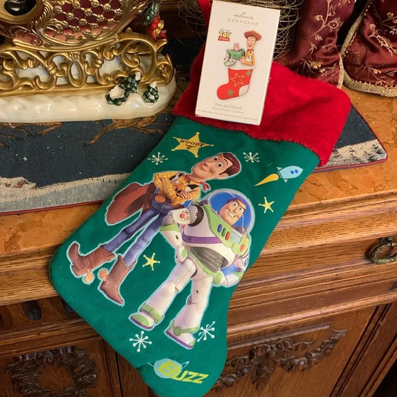 Toy Story Buzz Lightyear & Woody Hallmark Christmas Stocking Ornament Set - Picture 1 of 7